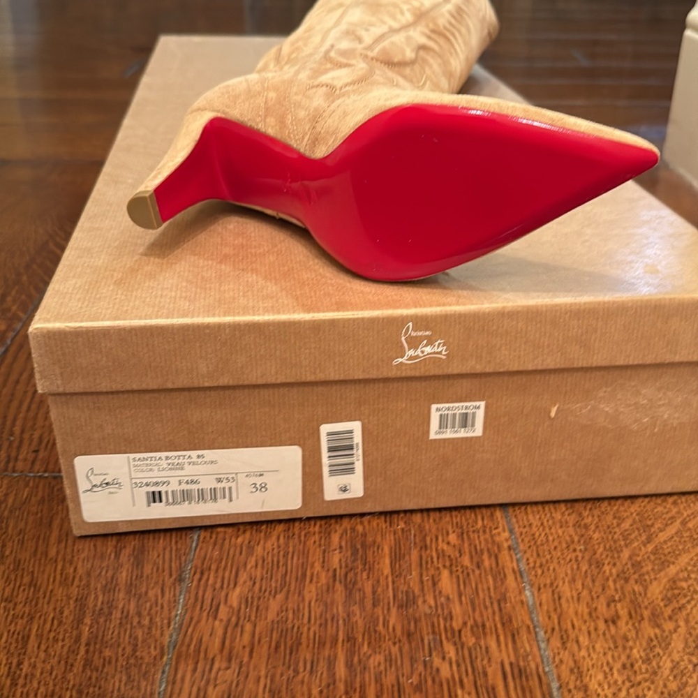 NWT Christian Louboutin nude suede boots - Picture 3 of 3